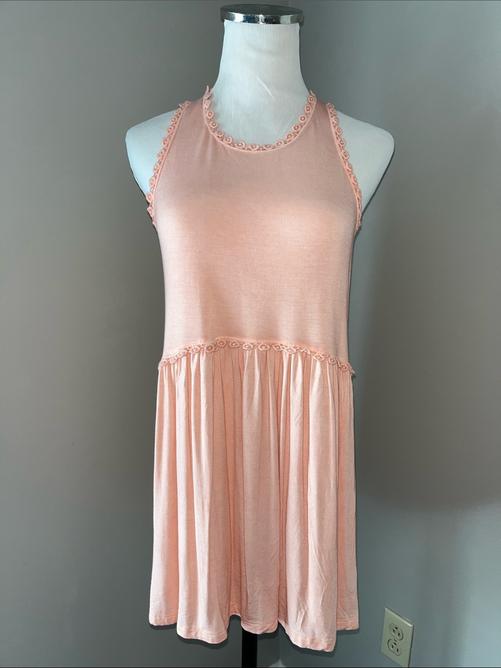 Pol light pink Lace-Trim Tank